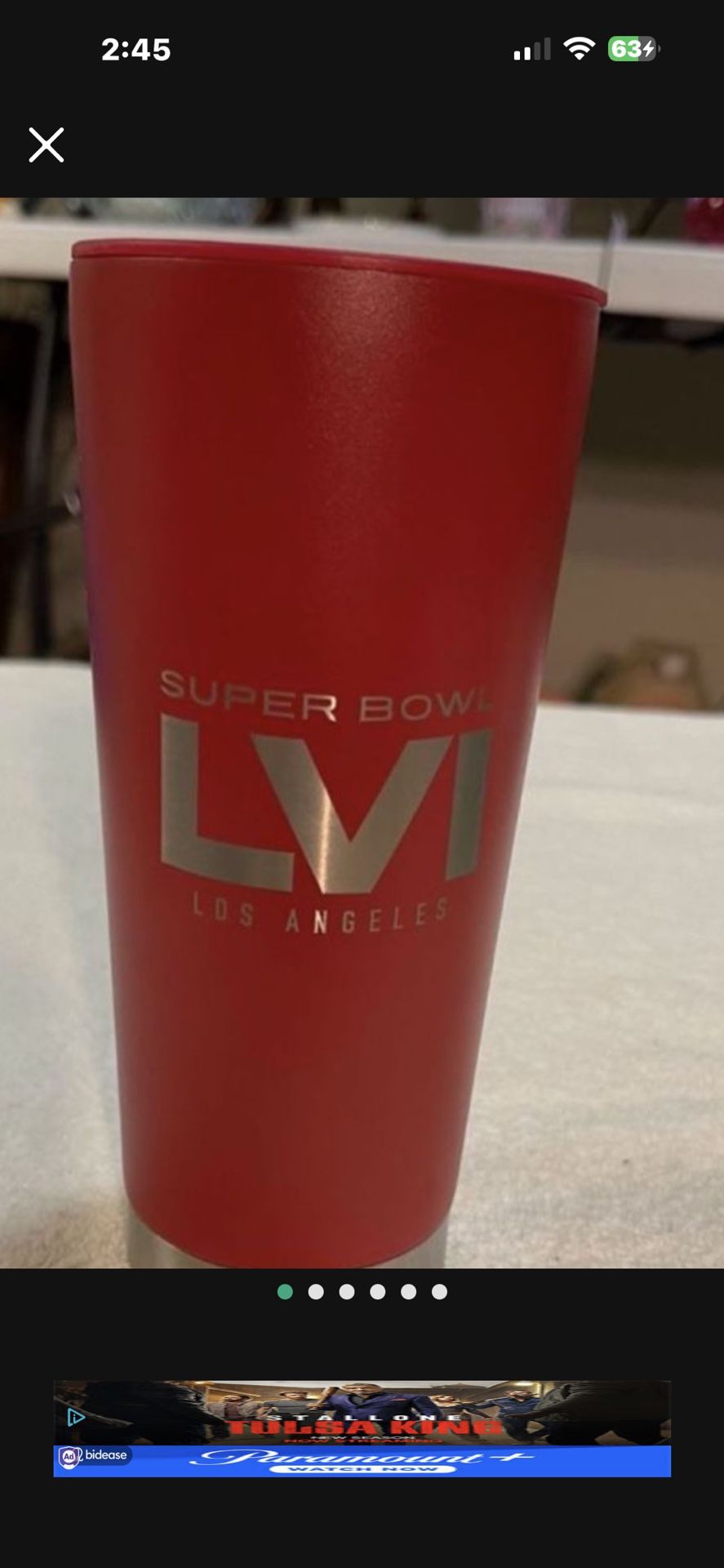 CA. SUPERBOWL. LVI. LOS ANGELES. 18 0z. NFL. TUMBLER. NEW.