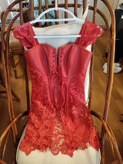 Red Faux Leather Steampunk Bustier Size S