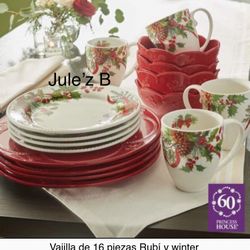 Princess House. Vajilla Navideña De 16 Piezas Nuevas En Sus Cajas 
