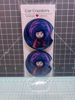 Coraline Handmade Car Coasters Set of 2