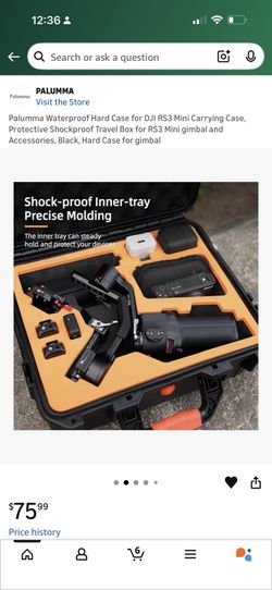 Palumma Waterproof Hard Case for DJI RS3 Mini Carrying Case, Protective Shockproof Travel Box for RS3 Mini gimbal and Accessories, Black, Hard Case fo