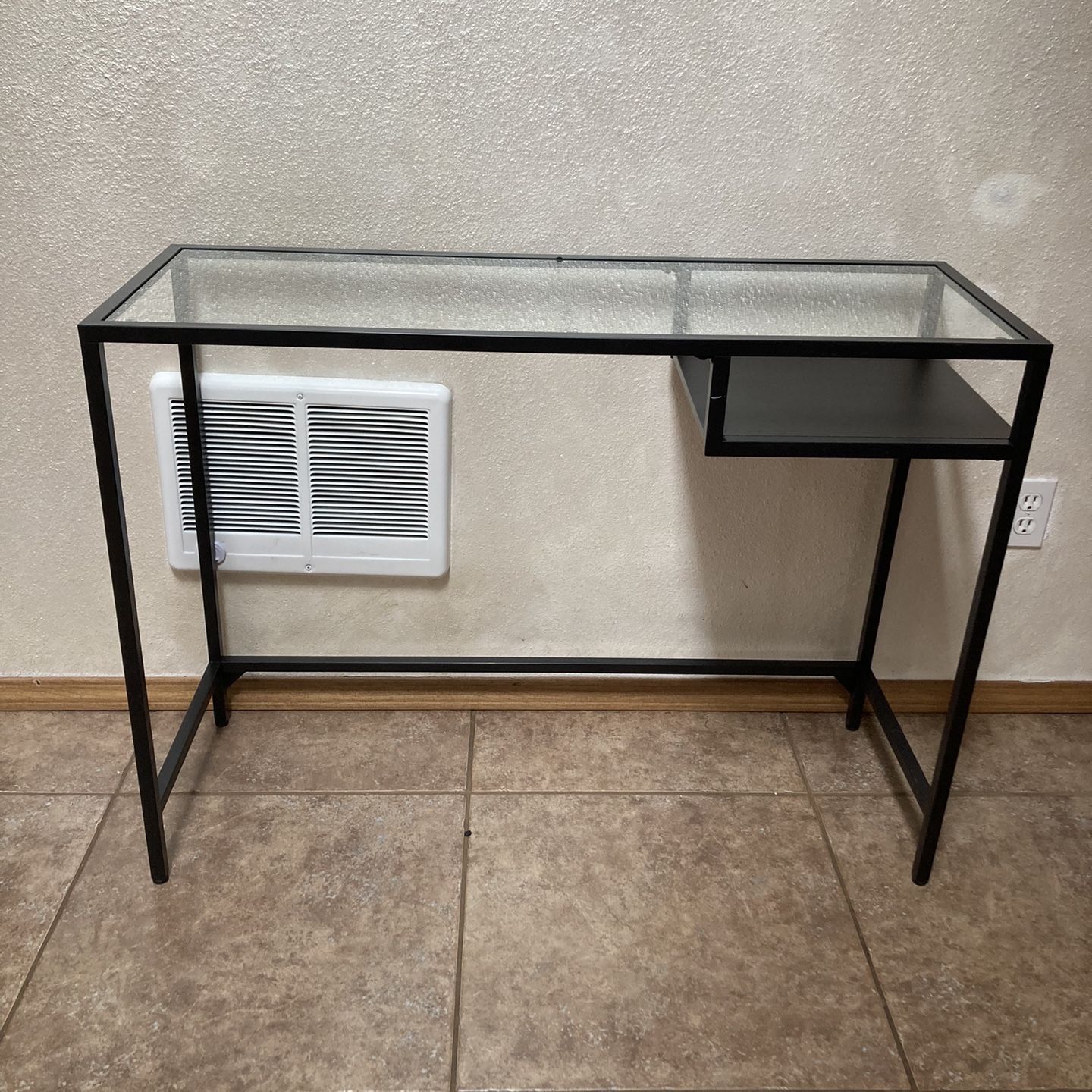 Glass Desk With Shelf