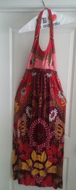 Vintage 70's Maxi Floral Halter Dress