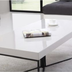White Lacquer Black  Coffee Table