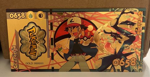 Pokemon Banknote Collectible Greninja 0658 Sparkly Gold Foil