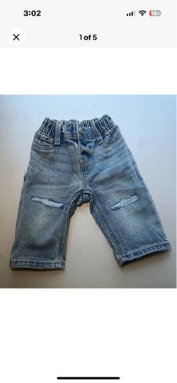 Baby Distressed Denim Jeans with Elastic Waist