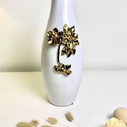 Stunning Modern Ceramic Vase with Gold Flower 13“