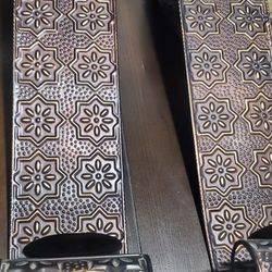 Set Of 2 Tin Wall Sconce Candle Holders 24" Tall and 5" Wide Brown (Price Is For Both)