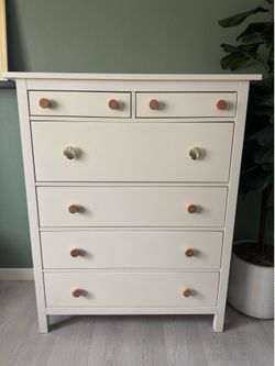 white ikea hemnes dresser custom pulls with shell and boho rattan
