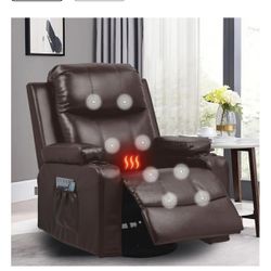 Brand New-Box Not Opened-COMHOMA Swivel Rocker Recliner Chair with Heat and Massage, PU Leather Rocking Sofa Home Recliner for Living Room Home Theate