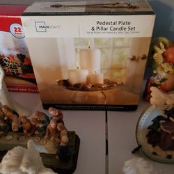 Pedestal Plate & Pillar Candle Set