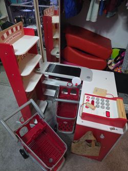 Kids grocery store with 2 shopping carts
