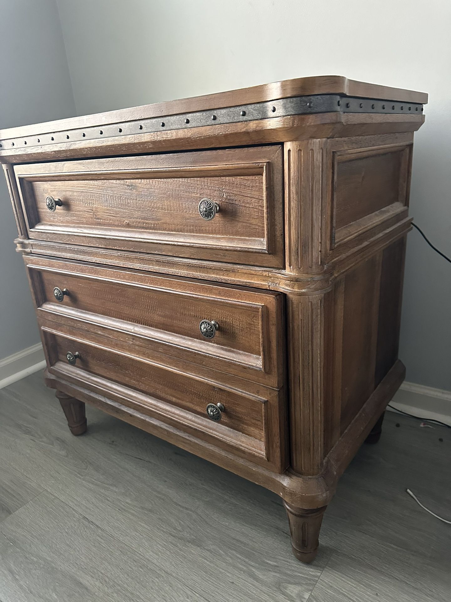 Wood Night Table With Light And Two USB Port