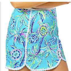 NWT Lilly Pulitzer Bermuda Blue Patty Lace Trim Women’s Scallop Skort Size 10