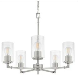 Helenwood 5-Light Brushed Nickel Chandelier with Clear Seeded Glass
