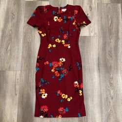 Calvin Klein Burgundy Floral Sheath Dress