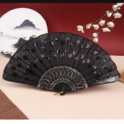 100 Pieces Wedding Fans Hand Held Folding Fans Vintage Chinese Fans Hollow Pattern or Wedding Guest, Baby Shower, Birthd