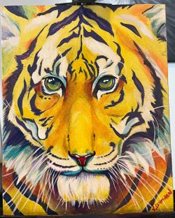 Original Tiger painting. Acrylic on 8x10 canvas panel.