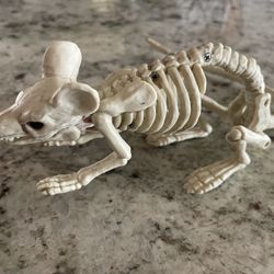 NEW - Plastic Skeleton Mouse Figurine With Moving Jaws, Tail And Rotating Head