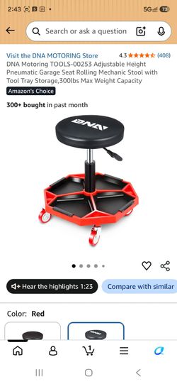 DNA Motoring Rolling Mechanic Stool with Tool Tray