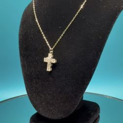 # 75- Moissanite Heart and Cross Necklace - Sterling Silver