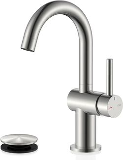 KENES Brushed Nickel Bathroom Faucet Single Handle