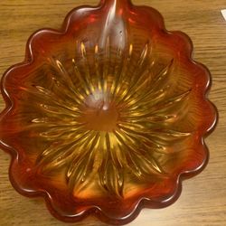 Two toned red and orange glass bowl