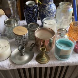 16 Vases, Candle Holders and Candles 