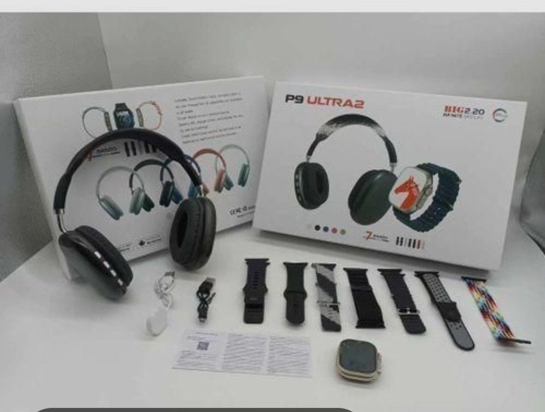 P9 Ultra Bluetooth Headphones ,Smartwatch With 7 Bands