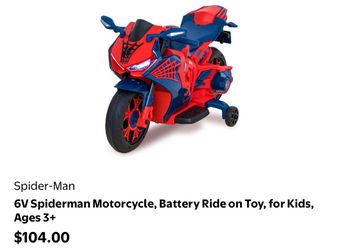 6V Spiderman Motorcycle