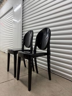 Set of Ghost Chairs/Black/Plastic