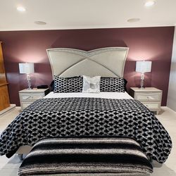 ENTIRE BED FRAME WITH 2 NIGHTSTANDS AND BENCH INCLUDED