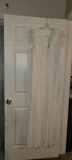 New Long White Sequin dress