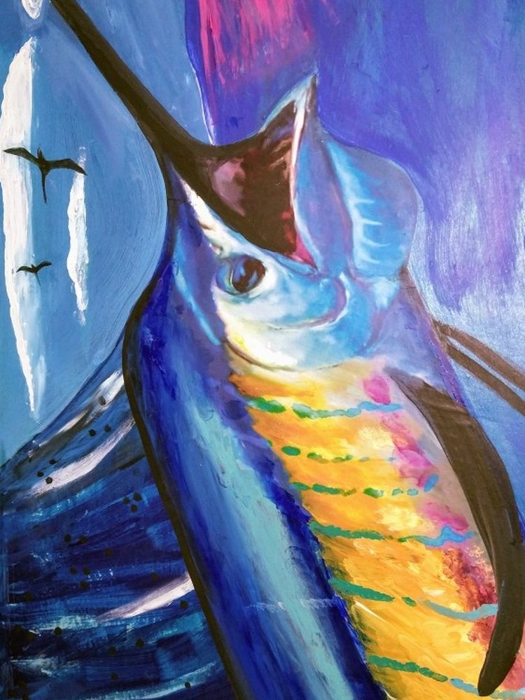 Sailfish On Epoxy Art Patio Outdoors Fishing