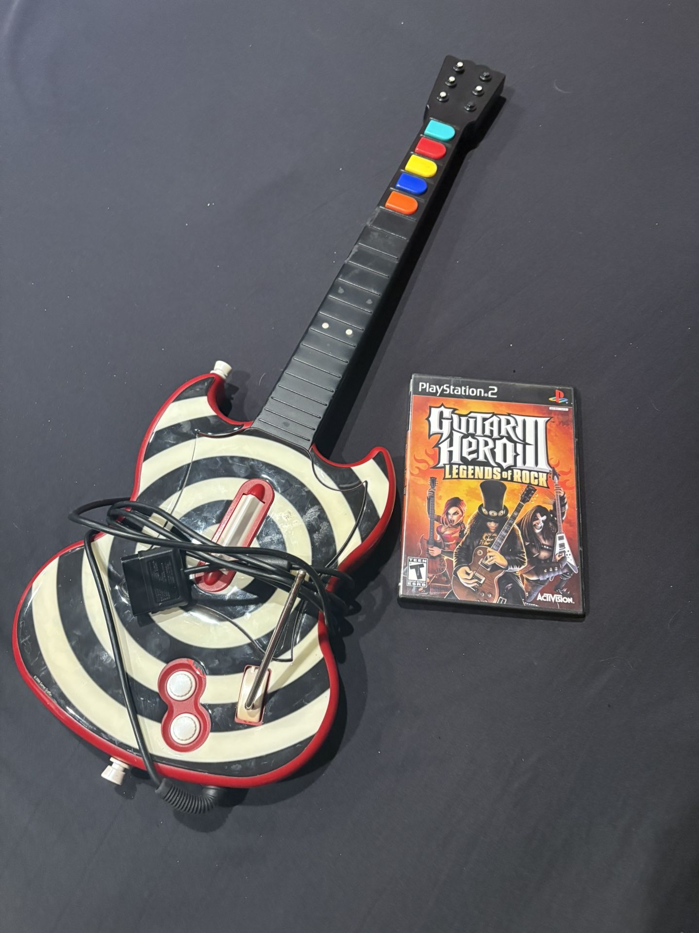 PS2 WIRED GUITAR HERO RED SG WITH GUITAR HERO 3 BUNDLE