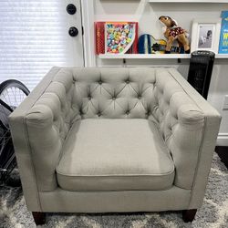 Modern Light Gray Upholstered Arm Chair