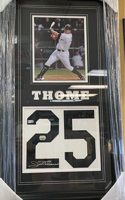 Autographed Jim Thome Chicago White Sox Dual Framed Batting Photo Jersey Number Collage