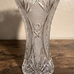 Elegant 10in Bohemia Hand Cut Crystal Vase Over 24% Pbo Czechoslovakia.