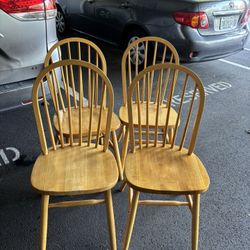 4 yellow solid wood chair 