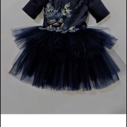 2T Navy Flower Girl Dress