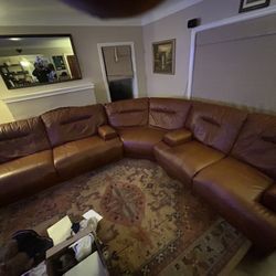 Genuine leather electric  sectional couch 