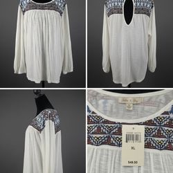 LUCKY BRAND EMBROIDERED TOP