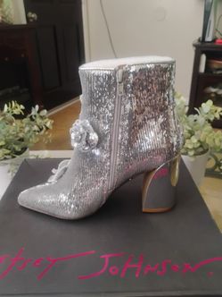 Betsey Johnson Silver Sequin Ankle Boots