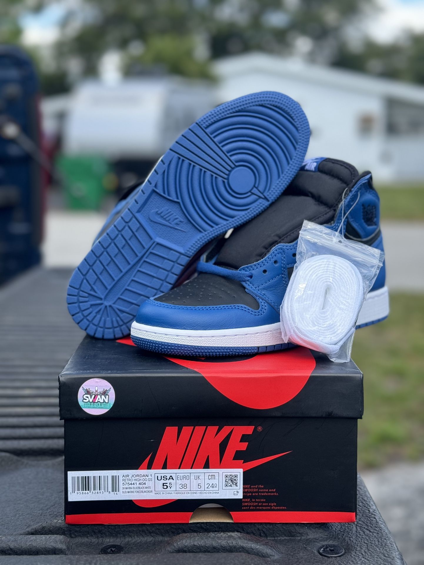 Nike Air Jordan 1 Retro High OG Dark Marina Blue 575441-404 GS New  