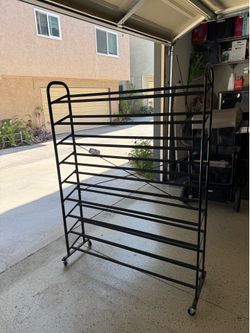 Metal shoes rack frame with wheels
