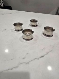Set of 4 Crate and Barrel Silver-Plated Flared Napkin Holders