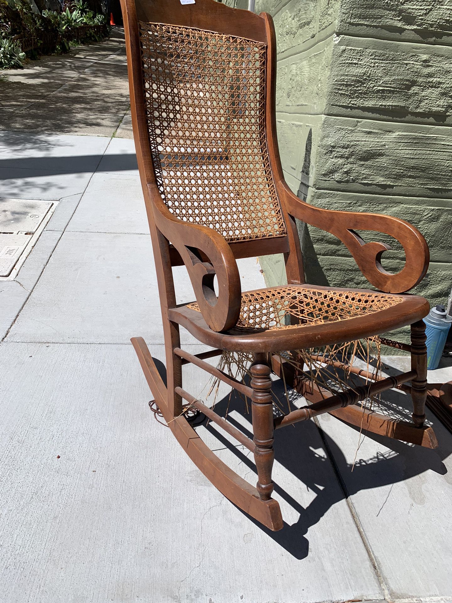 Antique Rocking Chair Caned. Need New Seat 