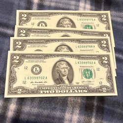 2013 uncirculated, two dollar bills