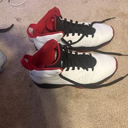 Size 10 White And Red Jordan’s 