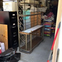 Wrought Iron Bakers Rack With Matching Kitchen Table 